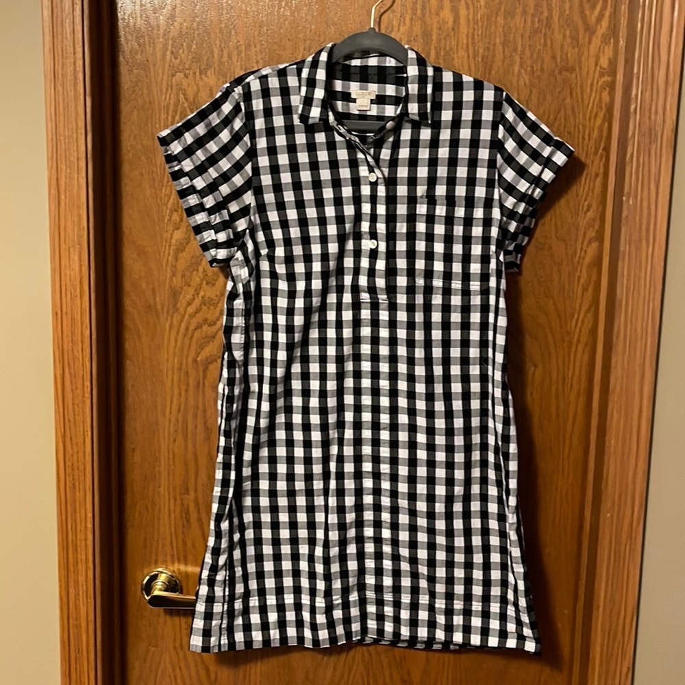 Women’s J Crew Black/White checked dress, wore once, size L
